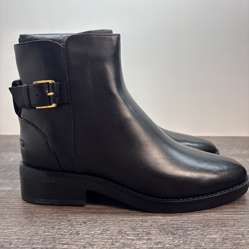 Cole Haan Women's Size 7 Hampshire Bootie Black Leather Buckle NEW